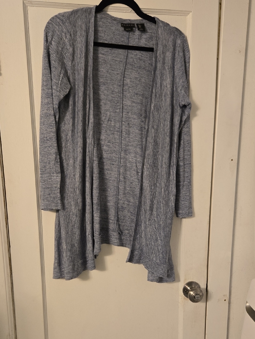 Tahari Heathered Blue Open-Front Women's Cardigan